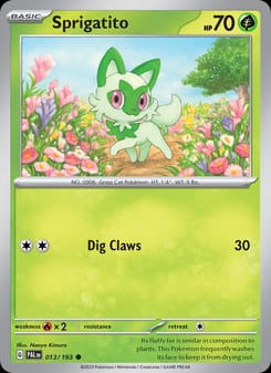 Sprigatito 013/193 Common – Paldea Evolved Pokémon card
