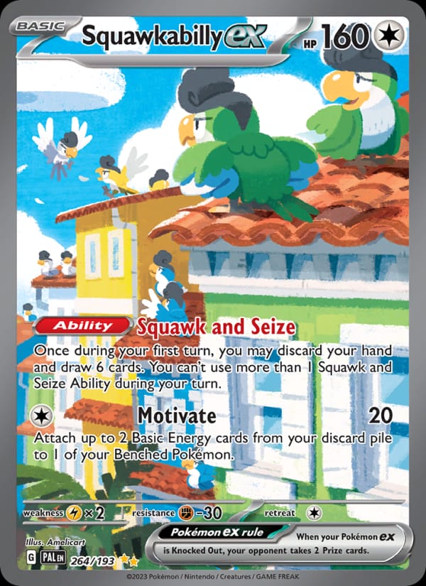 Squawkabilly ex 264/193 Paldea Evolved Pokémon card