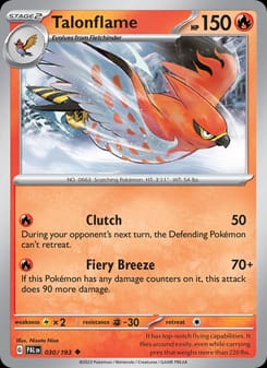 Talonflame 030/193 Uncommon – Paldea Evolved Pokémon card