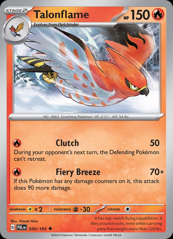 Talonflame 030/193 Paldea Evolved Pokémon card