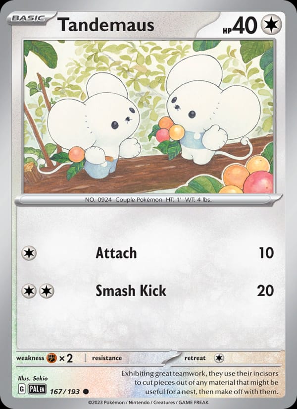 Tandemaus 167/193 Paldea Evolved Pokémon card
