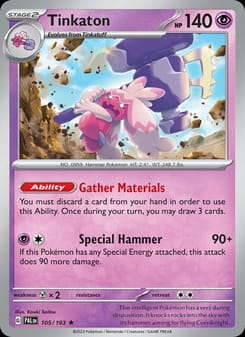 Tinkaton 105/193 Rare – Paldea Evolved Pokémon card