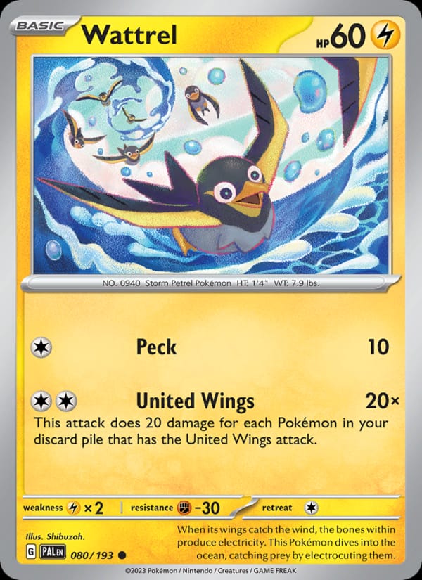 Wattrel 080/193 Paldea Evolved Pokémon card