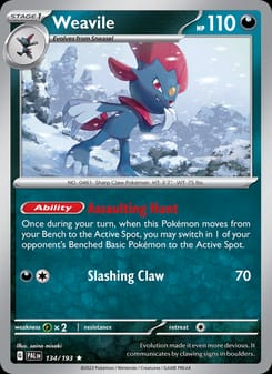 Weavile 134/193 Rare – Paldea Evolved Pokémon card