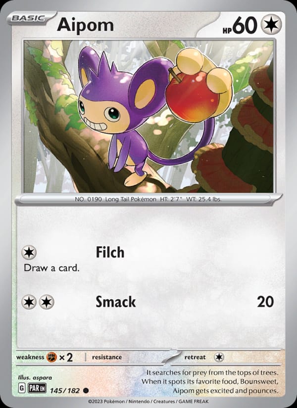 Aipom 145/182 Paradox Rift Pokémon card
