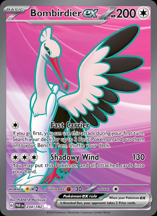 Bombirdier ex 234/182 Paradox Rift Pokémon card