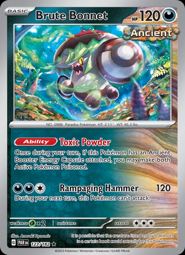 Brute Bonnet 123/182 Paradox Rift Pokémon card