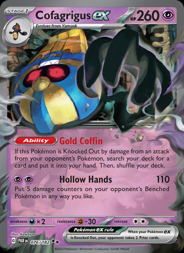 Cofagrigus ex 076/182 Paradox Rift Pokémon card