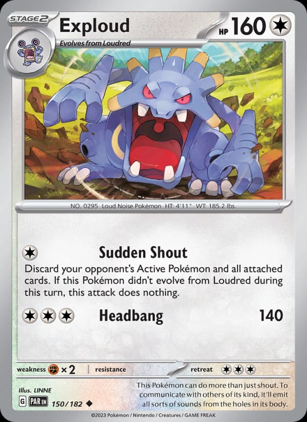 Exploud 150/182 Paradox Rift Pokémon card