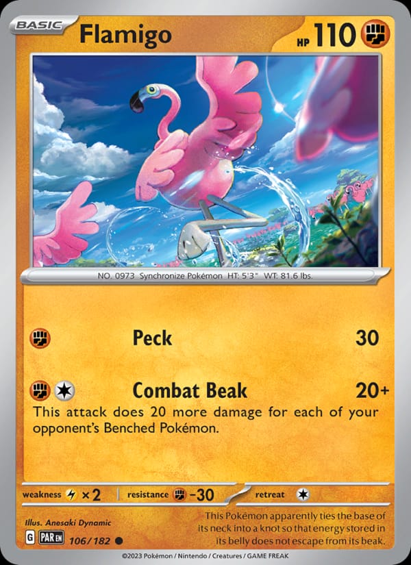 Flamigo 106/182 Paradox Rift Pokémon card