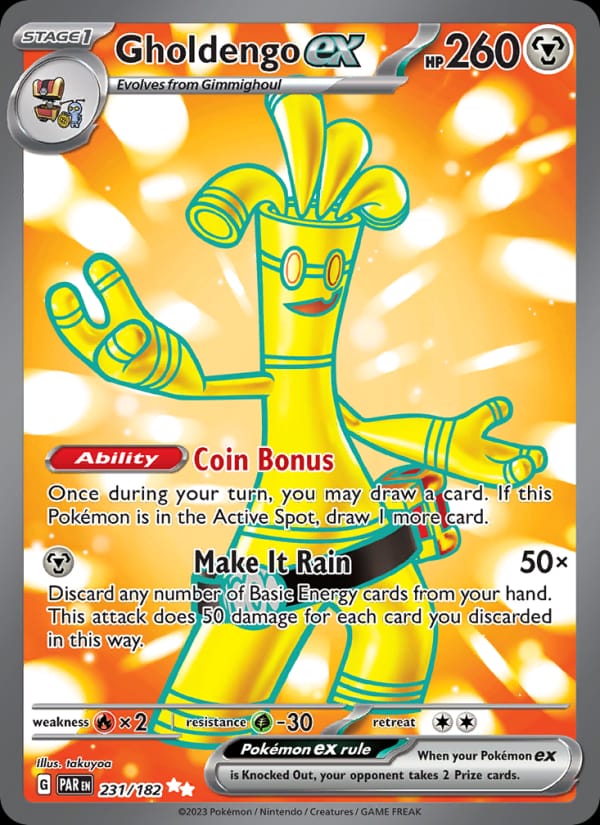 Gholdengo ex 231/182 Paradox Rift Pokémon card