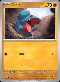 Gible 094/182 Common – Paradox Rift Pokémon card
