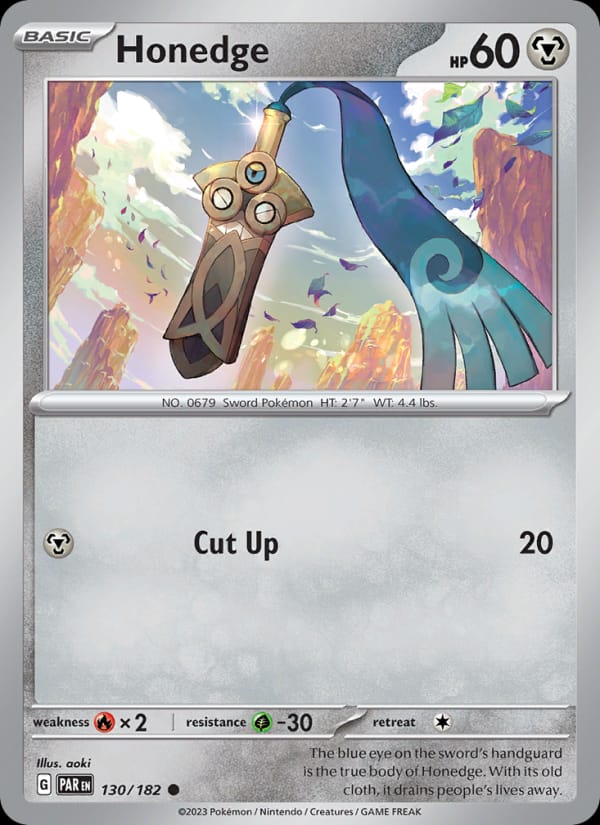 Honedge 130/182 Paradox Rift Pokémon card