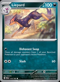 Liepard 115/182 Common – Paradox Rift Pokémon card