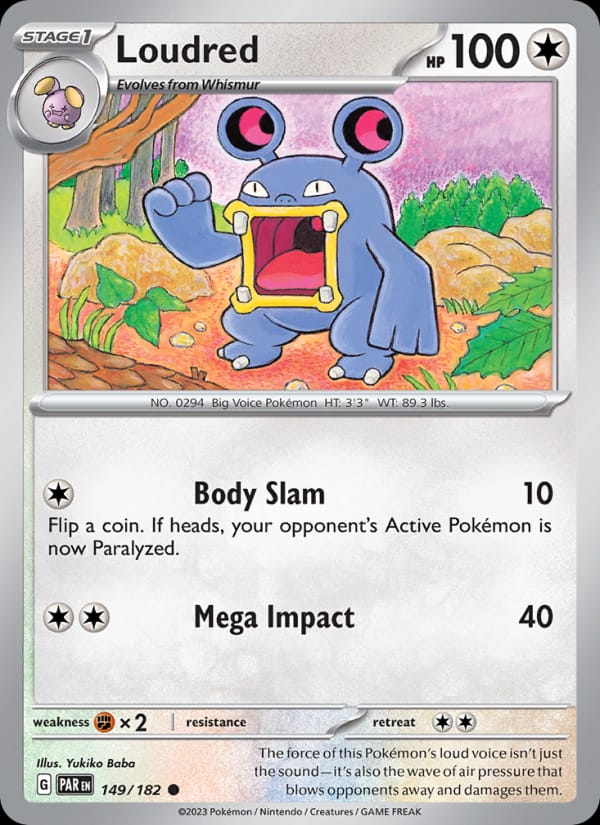 Loudred 149/182 Paradox Rift Pokémon card