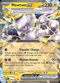 Mewtwo ex 058/182 Double Rare – Paradox Rift Pokémon card