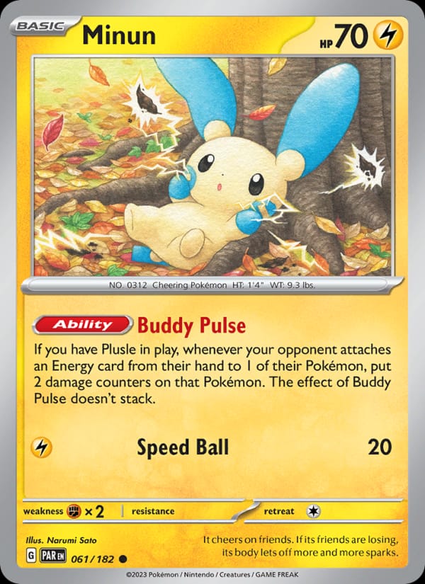 Minun 061/182 Paradox Rift Pokémon card