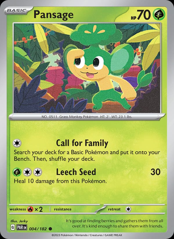 Pansage 004/182 Paradox Rift Pokémon card