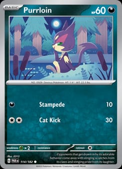 Purrloin 114/182 Common – Paradox Rift Pokémon card