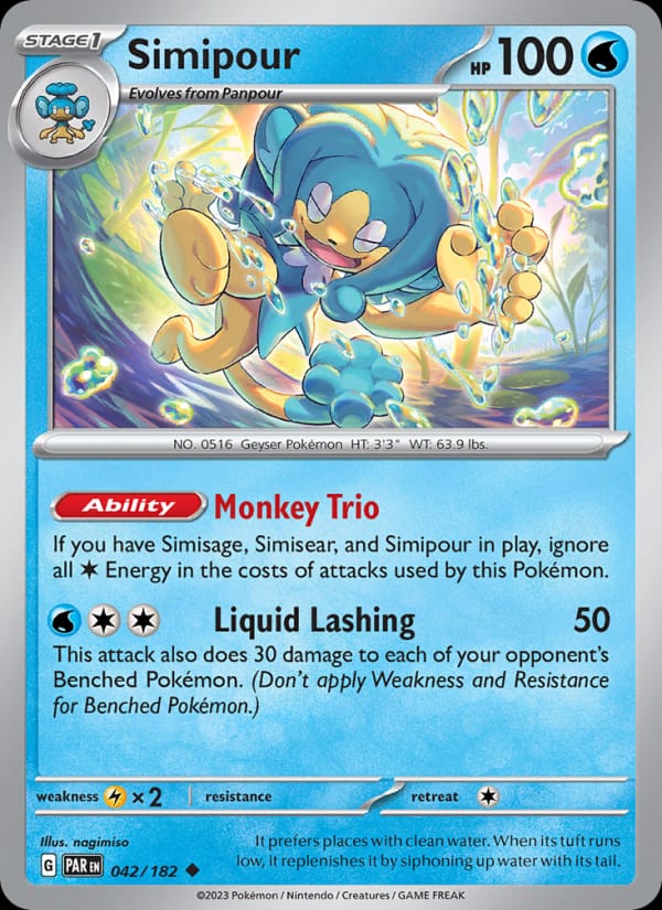 Simipour 042/182 Paradox Rift Pokémon card