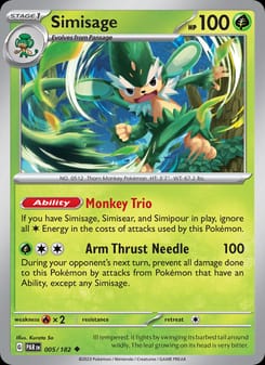 Simisage 005/182 Uncommon – Paradox Rift Pokémon card