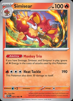 Simisear 021/182 Uncommon – Paradox Rift Pokémon card