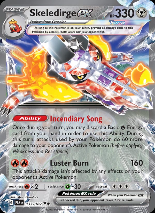 Skeledirge ex 137/182 Paradox Rift Pokémon card