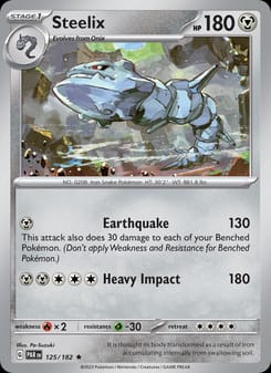 Steelix 125/182 Rare – Paradox Rift Pokémon card