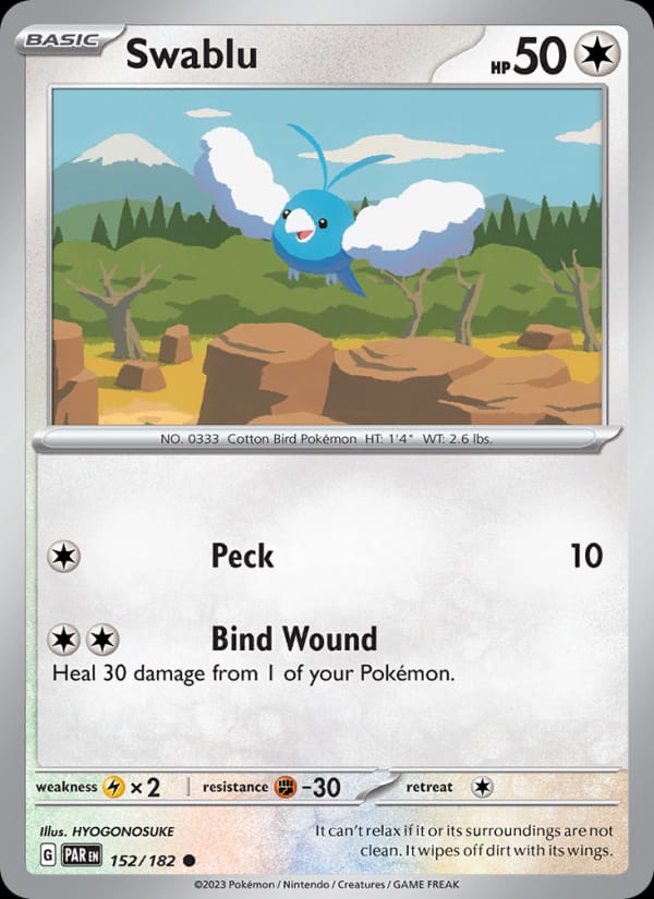 Swablu 152/182 Paradox Rift Pokémon card