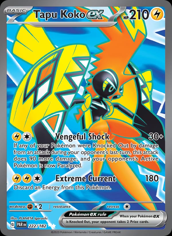 Tapu Koko ex 222/182 Paradox Rift Pokémon card