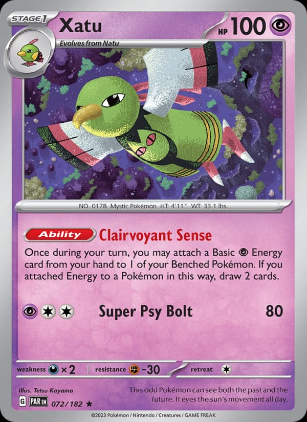 Xatu 072/182 Paradox Rift Pokémon card