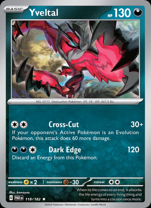 Yveltal 118/182 Paradox Rift Pokémon card