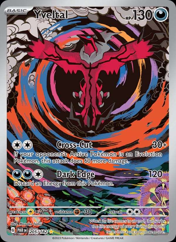 Yveltal 205/182 Paradox Rift Pokémon card