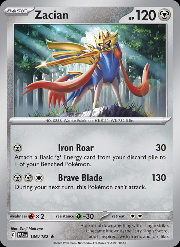 Zacian 136/182 Paradox Rift Pokémon card