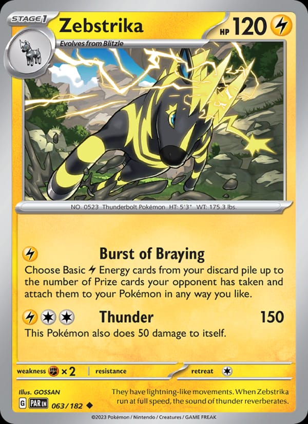 Zebstrika 063/182 Paradox Rift Pokémon card