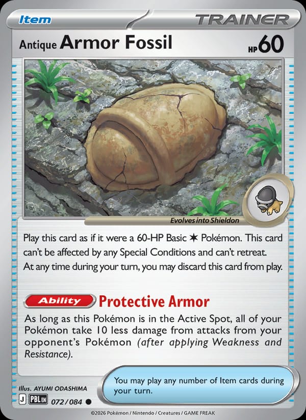 Antique Armor Fossil 072/084 Pitch Black Pokémon card