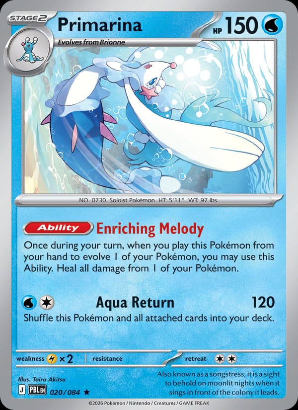 Primarina 020/084 Pitch Black Pokémon card