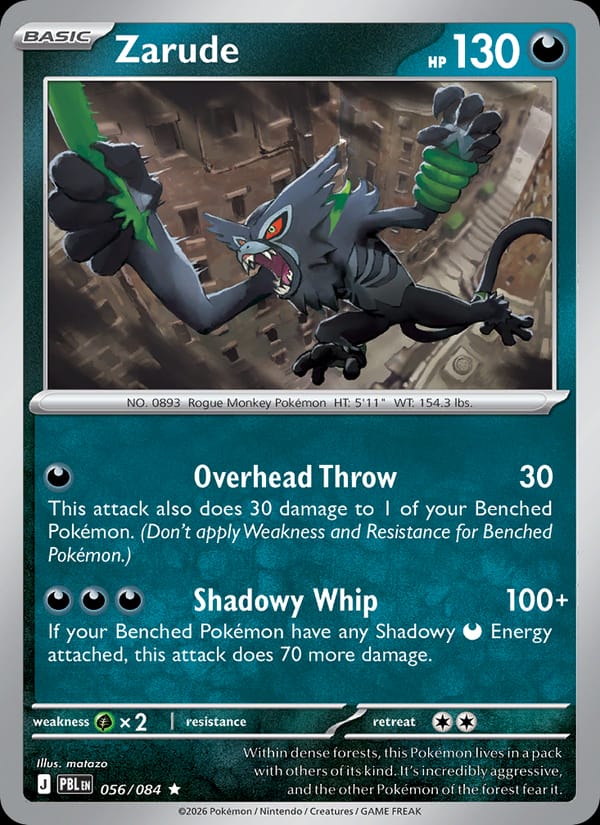 Zarude 056/084 Pitch Black Pokémon card