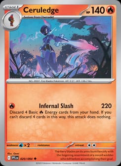 Ceruledge 020/094 Uncommon – Phantasmal Flames Pokémon card