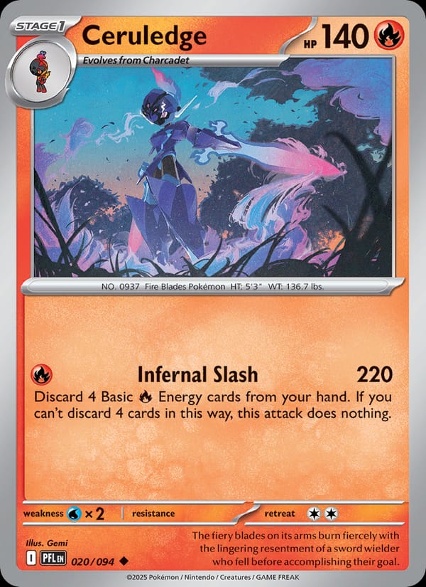 Ceruledge 020/094 Phantasmal Flames Pokémon card