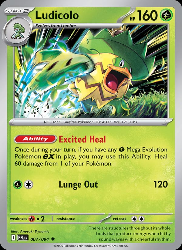 Ludicolo 007/094 Phantasmal Flames Pokémon card