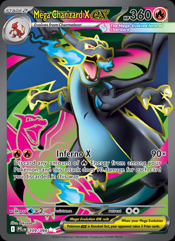 Mega Charizard X ex 109/094 Phantasmal Flames Pokémon card