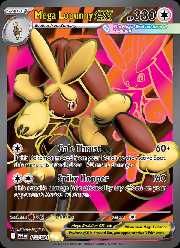 Mega Lopunny ex 115/094 Phantasmal Flames Pokémon card