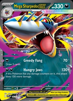 Mega Sharpedo ex 061/094 Double Rare – Phantasmal Flames Pokémon card