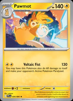 Pawmot 034/094 Rare – Phantasmal Flames Pokémon card