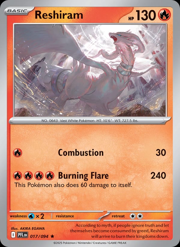 Reshiram 017/094 Phantasmal Flames Pokémon card