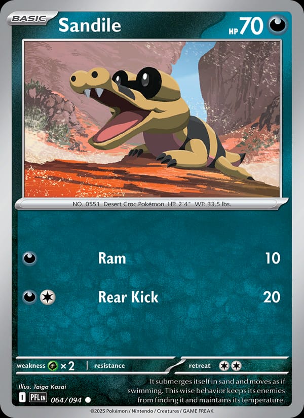 Sandile 064/094 Phantasmal Flames Pokémon card