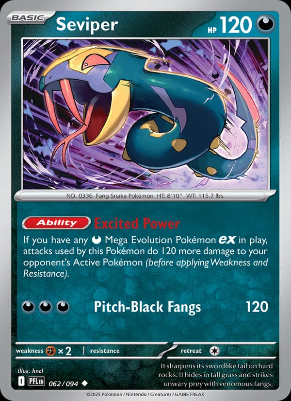 Seviper 062/094 Phantasmal Flames Pokémon card