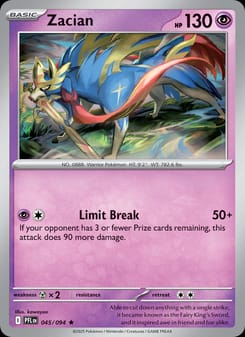 Zacian 045/094 Rare – Phantasmal Flames Pokémon card
