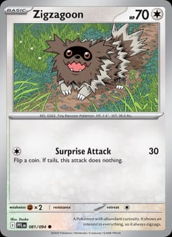 Zigzagoon 081/094 Common – Phantasmal Flames Pokémon card